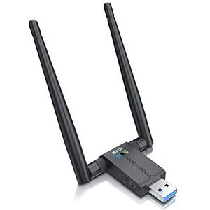 CSL - WLAN USB 3.2 Gen1 Stick 1300 Mbit/s Dual Band - WiFi 2,4 + 5 GHz, 2 x 5 dBi externe antennes, mini-adapterstick, Wireless LAN, WLAN dongle, hoge snelheid, voor pc met Windows 7-11