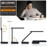 Brandson - led Schreibtischlampe mit 3 Helligkeitsstufen, Leder-Design, 42 LEDs dimmbar, 3 Farbtemperaturen, Sensor Touch, mit Netzteil, Schwarz
