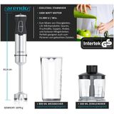 Edelstahl Stabmixer Set - vierflügeliges Messer - Pürierstab - Variabler Geschwindigkeitsregler - Arendo