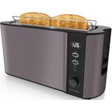 1000 Watt Automatik Langschlitz Toaster, Display mit Restzeitanzeige, Auftaufunktion, Grau/Silber - Arendo