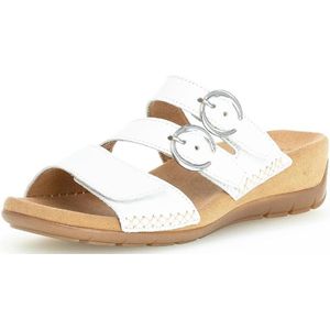 Gabor, Dames sandalen van wit leer met klittenbandsluiting Wit, Dames, Maat:42 EU