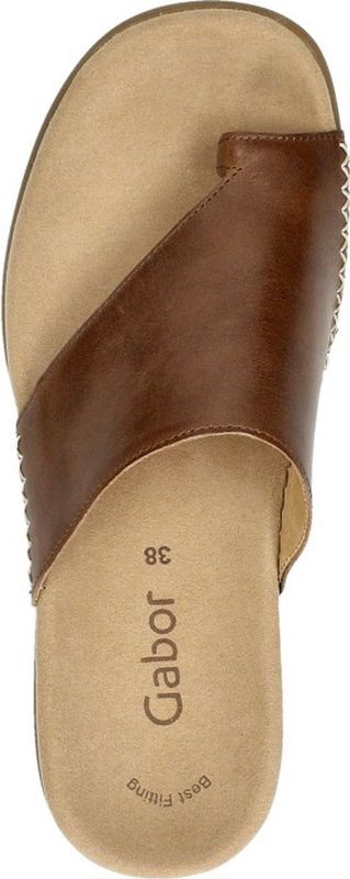 Gabor - Cognac Leren Teenslippers - Dames - Leer