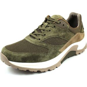 Gabor Pius Low sneakers voor heren, halfhoge schoenen, uitneembaar voetbed, Groene Tundra, 41 EU