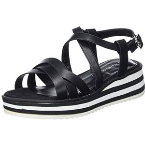 TOM TAILOR Dames 3298805 wigsandalen, zwart, 39 EU