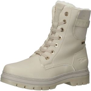 Tom Tailor - Hoge Veterschoenen - Beige - Winterlaarzen met Logo-embossing op de Hak