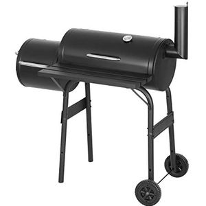 Laneetal Griller outdoor, houtskoolgrill met deksel, grillwagen met wielen, kolengrill met werkblad, tuingrill van metaal, campinggrill, zwart