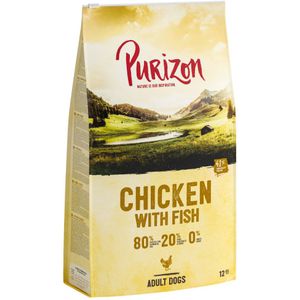 12 kg Purizon hondenvoer -  Adult Kip & Vis - Graanvrij