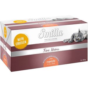 Smilla Fine Menu met Fijnproeversvulling 8 x 100 g - Kip Zalm Spinazie