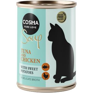 12x100g Soup Tonijn en Kipfilet met Zoete Aardappel Cosma Kattenvoer