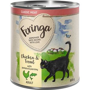 24 x 800 g Feringa Classic Meat Menu - Mixpakket 2 (Gevogelte, Lam & Konijn, Kip & Forel)