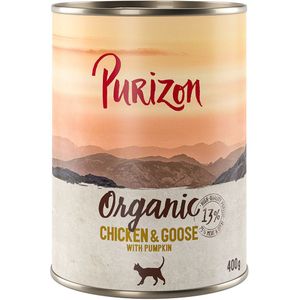 12 x 200 g / 400 g Purizon Katzenfutter zum Sonderpreis! - Organic: Huhn und Gans mit Kürbis (12 x 400 g)
