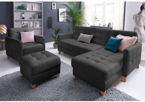 exxpo - sofa fashion Ecksofa "Elio, kompakt und komfortabel, bequem und zeitloses Design, L-Form", wahlweise mit Bettfunktion