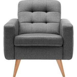 exxpo - sofa fashion Sessel »Nappa, Loungesessel mit aktueller Rückensteppung, bequem und modern«, hohe Holzfüße