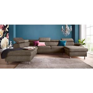 exxpo - sofa fashion Zithoek Maretto, comfortabel en handig, uitgebreide zittingstikking, U-vorm inclusief hoofdeindeverstelling voor meer zitcomfort, optioneel bedfunctie