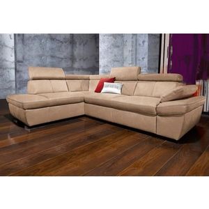 exxpo - sofa fashion Hoekbank Salerno, klassieke moderne functionele bank, hoog zitcomfort, L-vorm inclusief verstelbare hoofdsteun en armleuning, naar keuze met slaapfunctie