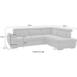 exxpo - sofa fashion Ecksofa "Salerno, klassisch modernes Funktionssofa, hoher Sitzkomfort, L-Form", inkl. Kopf- und Armteilverstellung, wahlweise mit Bettfunktion