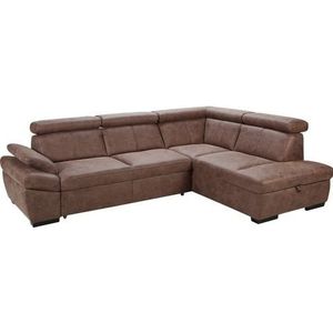 exxpo - sofa fashion Hoekbank Salerno, klassieke moderne functionele bank, hoog zitcomfort, L-vorm inclusief verstelbare hoofdsteun en armleuning, naar keuze met slaapfunctie