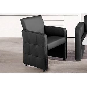 exxpo - sofa fashion Eetkamerstoel Barista, lounge stoel op wielen met hoge bodemvrijheid smalle armleuningen, totale breedte ca. 61 cm, comfortabele zithoogte ca. 49 cm