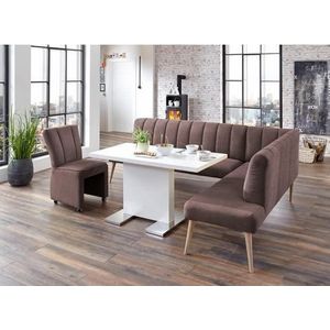 exxpo - sofa fashion Eckbank »Costa, moderne Rückensteppung, bequem und elegant, hoher Holzfuß«, Frei im Raum stellbar
