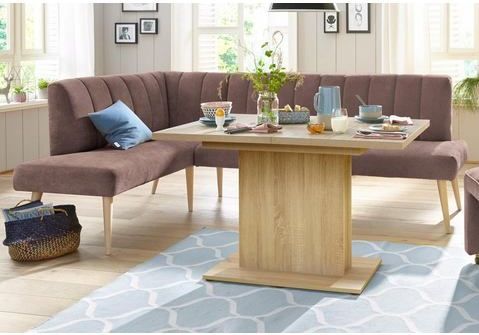 exxpo - sofa fashion Eckbank "Costa, moderne Rückensteppung, bequem und elegant, hoher Holzfuß", hochwertig verarbeitet, Frei im Raum stellbar