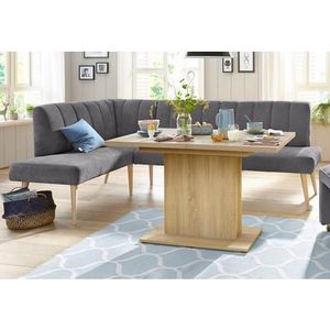 exxpo - sofa fashion Eckbank "Costa, moderne Rückensteppung, bequem und elegant, hoher Holzfuß", hochwertig verarbeitet, Frei im Raum stellbar