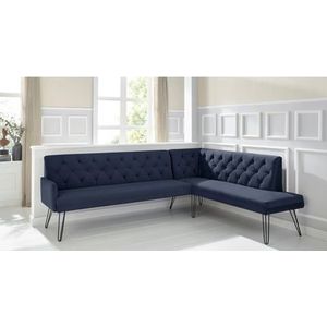 exxpo - sofa fashion Eckbank »Doppio, Chesterfield Optik, komfortabel und bequem, hohe Designfüße«, Frei im Raum stellbar