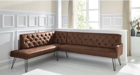 exxpo - sofa fashion Eckbank "Doppio, Chesterfield Optik, komfortabel und bequem, hohe Designfüße", Frei im Raum stellbar