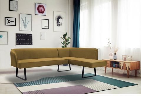 exxpo - sofa fashion Eckbank "Americano", mit Keder und Metallfüßen, Bezug in verschiedenen Qualitäten