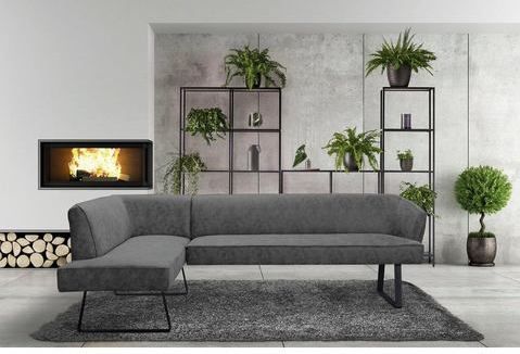 exxpo - sofa fashion Eckbank "Americano", mit Keder und Metallfüßen, Bezug in verschiedenen Qualitäten