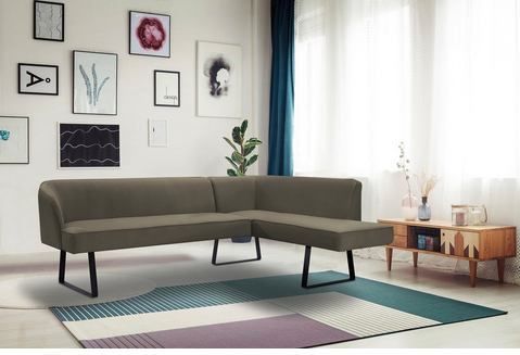 exxpo - sofa fashion Eckbank »Americano«, mit Keder und Metallfüßen, Bezug in verschiedenen Qualitäten
