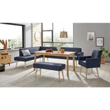 exxpo - sofa fashion Eckbank "Lungo, moderne Kedernaht, bequem und elegant, hoher Holzfuß", hochwertige Detailverarbeitung, frei im Raum stellbar