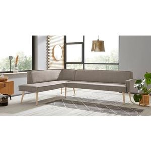 exxpo - sofa fashion Eckbank "Lungo, moderne Kedernaht, bequem und elegant, hoher Holzfuß", hochwertige Detailverarbeitung, frei im Raum stellbar