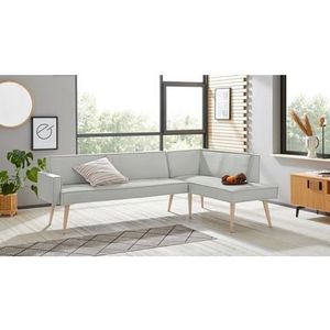 exxpo - sofa fashion Eckbank "Lungo, moderne Kedernaht, bequem und elegant, hoher Holzfuß", hochwertige Detailverarbeitung, frei im Raum stellbar