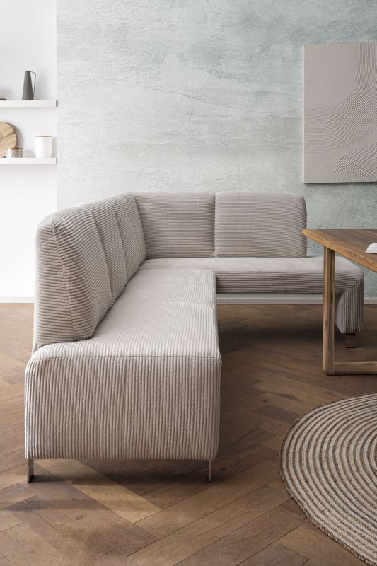 exxpo - sofa fashion Eckbank Intenso, viele Bezugsstoffe Cord, Leder, Struktur 244/157 cm (B/T), hohe Bodenfreiheit, frei im Raum stellbar, hoher Sitzkomfort