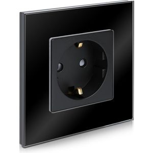 Navaris - Glazen Wandcontactdoos - Zwart - Glas, Metaal