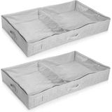 Navaris - Opbergtas Onder Het Bed - Grijs - 2x 91x50x14 cm - 66 l - Met Ritssluiting
