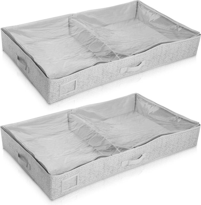 Navaris - Opbergtas Onder Het Bed - Grijs - 2x 91x50x14 cm - 66 l - Met Ritssluiting