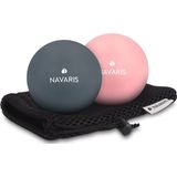 Navaris lacrosse massageballen - 2x triggerpoint massage bal voor rug, benen en nek - Fascia ballen voor zelfmassage - Diameter 6 cm - Hard en zacht