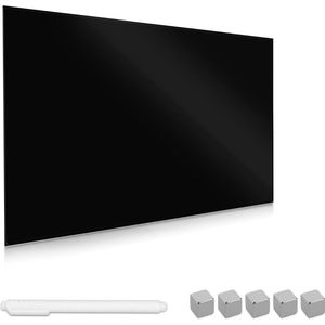Navaris glassboard - Magnetisch bord voor aan de wand - Memobord van glas - 60 x 40 cm - Magneetbord inclusief magneten en marker - Zwart