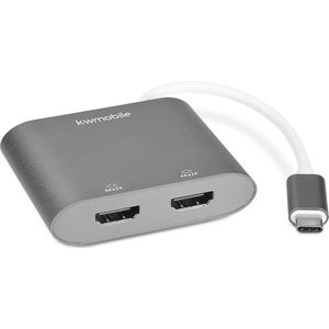 kwmobile USB naar Type-C Adapter - 2x HDMI 4K 30Hz Multipoort - 1x USB-C Connector - HDMI Hub voor Display Poorten