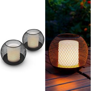 Navaris 2x oplaadbare solar tuinlantaarn - Set van 2 led-lantaarns - Voor tuin, patio of wandelpaden