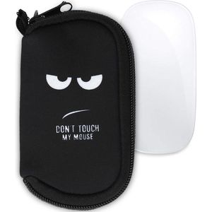 kwmobile hoes geschikt voor Apple Magic Mouse 1 / 2 - Hoesje voor muis in wit / zwart - Don't Touch My Mouse design