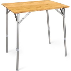 Navaris bamboe campingtafel - Inklapbaar campingtafeltje - In hoogte verstelbaar - Met aluminium frame - Inclusief draagtas