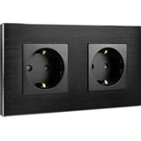 Navaris - Inbouwstopcontact - Dubbel - Zwart - Aluminium