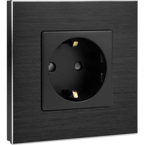 Navaris - Inbouwstopcontact - Aluminium - Zwart