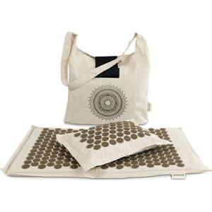 Navaris acupressuurmat met kussen - Spijkermat - Voor rug, nek, schouders, spieren en ontspanning - Inclusief draagtas