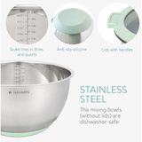 Navaris - Set van 2 Mengkommen - Roestvrijstaal - 1,4L en 4,7L - Mintgroen