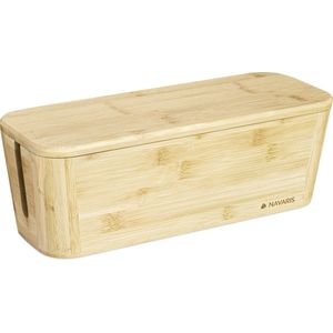 Navaris Aufbewahrungsbox Bambus mit Deckel - Organizer für Kabel 32x12x11cm (1 St)