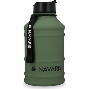 Navaris waterfles van roestvrij staal - Drinkfles - 2L - Extra grote roestvrijstalen fles met drinkdop - Ideaal tijdens het sporten