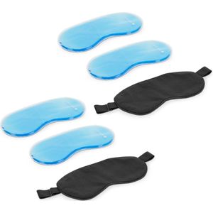 Navaris - Slaapmasker - Zwart - Katoen - Set van 2 met Gelpads